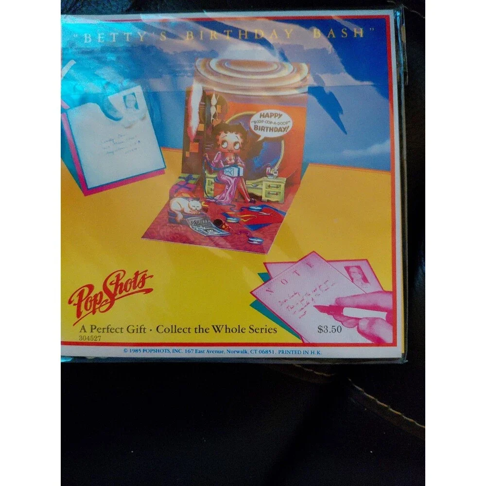 NEW RARE VTG 1985 BETTY BOOP 3-D BIRTHDAY CARD BETTY'S BIRTHDAY BASH POP SHOTS!!